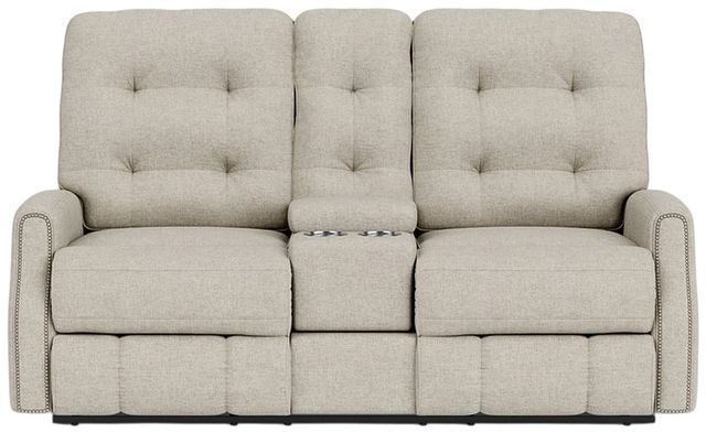 Flexsteel® Devon Driftwood Reclining Loveseat with Console-1