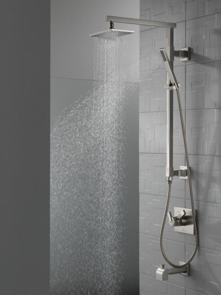Delta Universal Showering Components Lumicoat® Stainless Square Single-Setting Raincan Shower Head-2