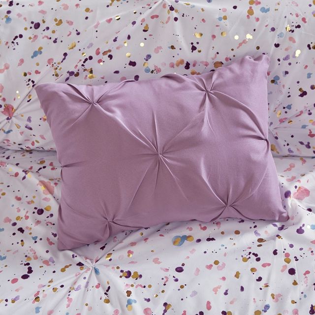Olliix by Intelligent Design Abby Plum Full/Queen Metallic Printed and Pintucked Comforter Set-3