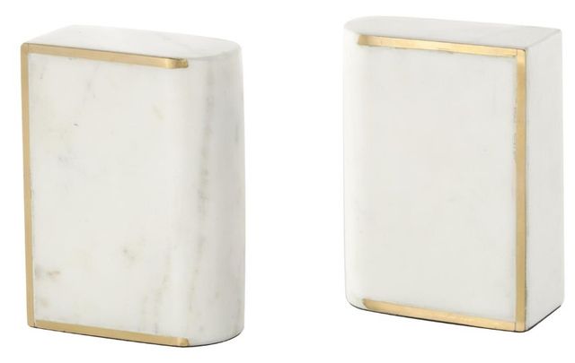 Deco Marche 2-Piece White Rectangular Curved Bookends Set-1