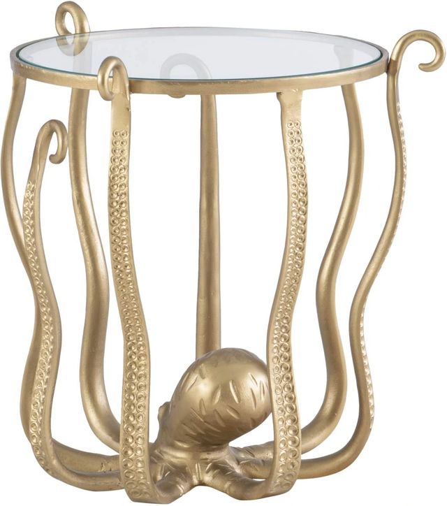 Powell® Octavia Glass Top Octopus Table with Antique Gold Base-4