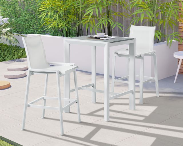 Meridian Furniture Nizuc 2-Piece White Outdoor Patio Mesh Barstool-3