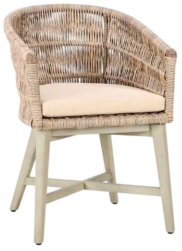 Classic Home Collins Natural/Sand Olefin/ Synthetic Rope Outdoor Dining Chair-0