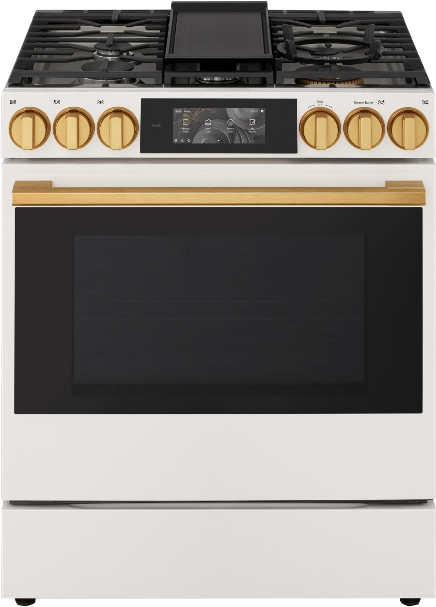 LG SIGNATURE 30” Iconic Collection Essence White Slide-In Gas Range with Dynamic Probake Convection® , Air Fry, and Air Sous Vide
