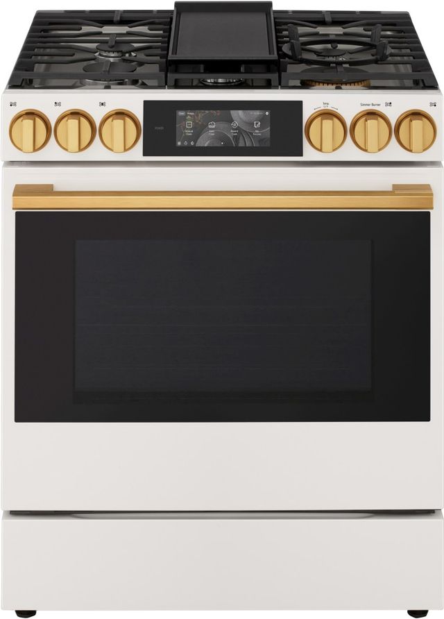 LG SIGNATURE 30” Iconic Collection Essence White Slide-In Gas Range with Dynamic Probake Convection® , Air Fry, and Air Sous Vide-0
