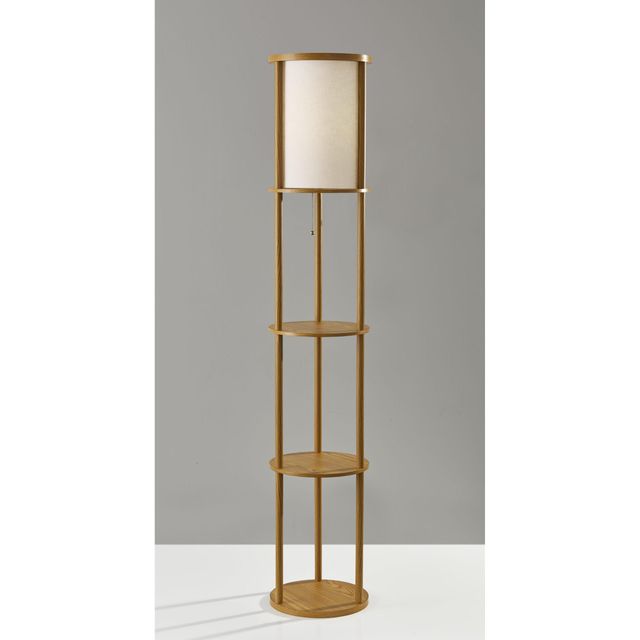 Adesso® Stewart Natural Wood Round Shelf Floor Lamp-1
