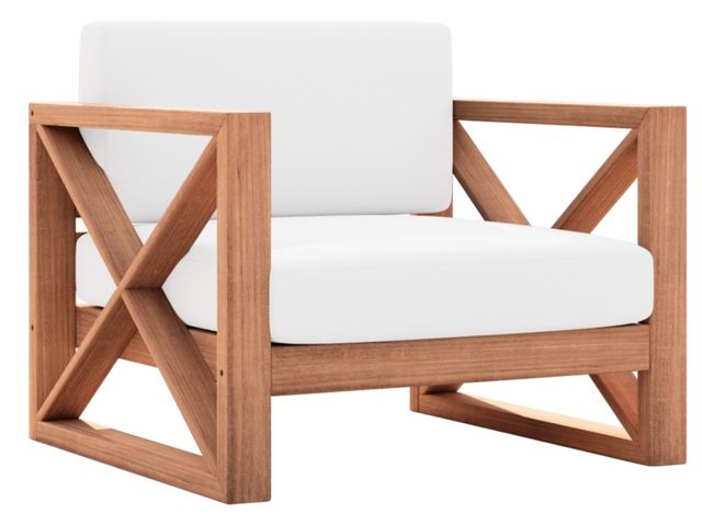 Meridian Furniture Anguilla Natural Teak/Off-White Fabric/Wood Outdoor Accent Chair-0