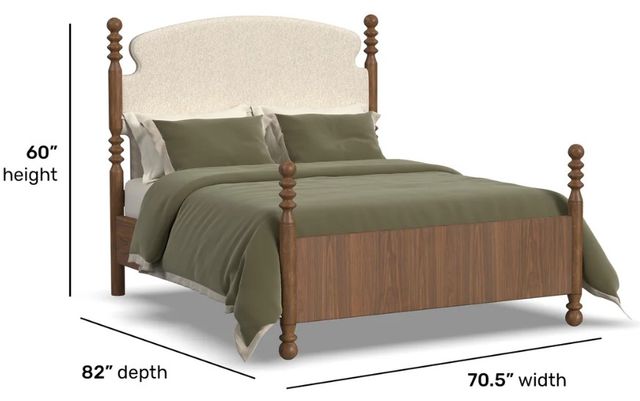 Flexsteel® Azalea Oatmeal/Walnut Queen Upholstered Panel Bed-2