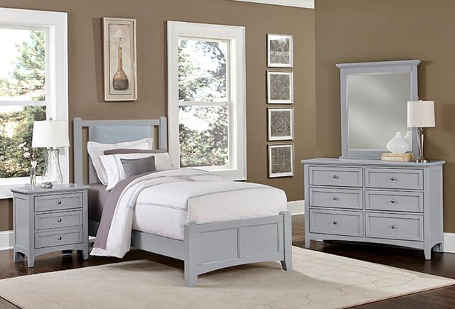 Vaughan-Bassett Bonanza Blue/Gray Twin Upholstered Panel Bed-1