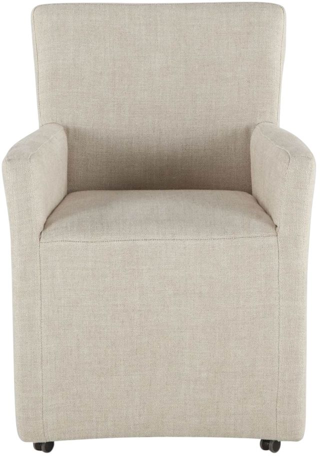 Home Trends & Design Upholstered Dining Off-White Linen Peabody Arm Chair-1