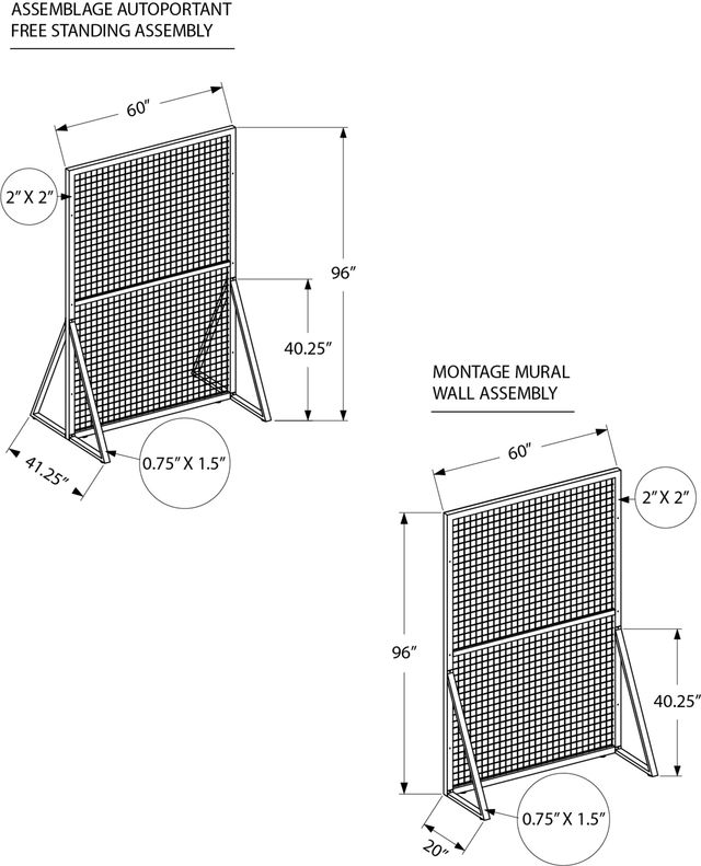 Monarch Specialties Inc. Silver 40" Display Rack Panels for Wall Decor-2