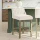 Armen Living Fauna Putty Brown/White Counter Stool-1