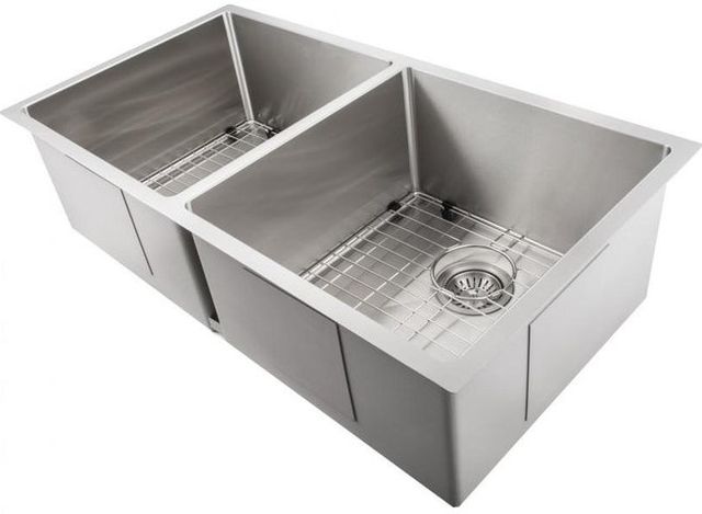 ZLINE Anton 36" Stainless Steel Undermount Double Bowl Kitchen Sink with Bottom Grid-1