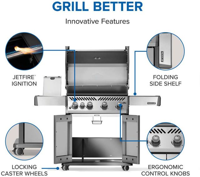 Napoleon Rogue® 525 SB 4-Burner Stainless Steel Freestanding Natural Gas Grill with Range Side Burner-3
