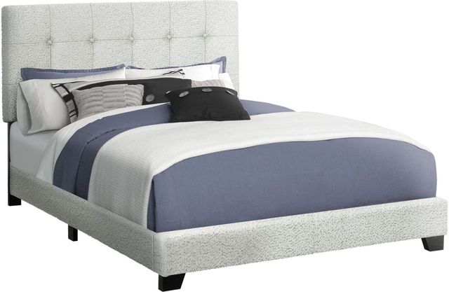 Monarch Specialties Inc. Light Grey Upholstered Queen Panel Bed-0