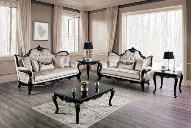 Furniture of America® Acapulco Black/Off-White Sofa-1