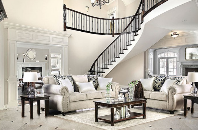 Furniture of America Sinatra Light Mocha Sofa and Loveseat Set