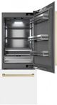 ZLINE Autograph Edition 30" 16.1 Cu. Ft. White Matte Built-In Bottom Freezer Refrigerator with Water Dispenser, Ice Maker, and Champagne Bronze Accents-1