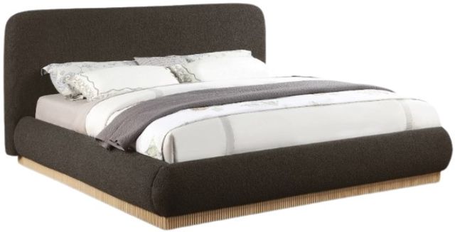Meridian Furniture Rigby Brown/Natural King Boucle Fabric Upholstered Panel Bed-0