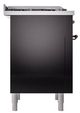 Ilve® Nostalgie II Noblesse 36'' Glossy Black Pro Style Dual Fuel Range with Burnished Trim-2