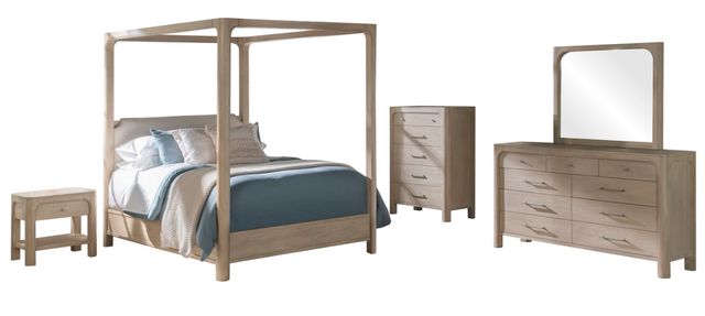Coaster® Solano 5-Piece Beige/Weathered Mango Eastern King Upholstered Canopy Bedroom Set-0
