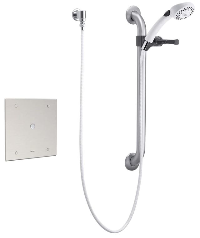 Delta Commercial Chrome 2-Setting Hardwire Electronic Shower Trim with Push Button Activator-0