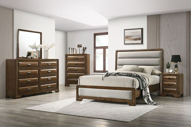 Furniture of America® Caerwys 4-Piece Brown/Light Gray Queen Bedroom Set-0