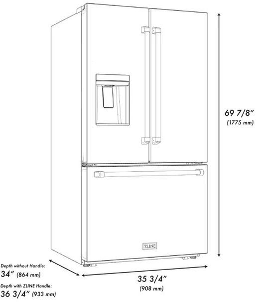 ZLINE Autograph Edition 36 in. 28.9 Cu. Ft. Stainless Steel Freestanding French Door Refrigerator-2