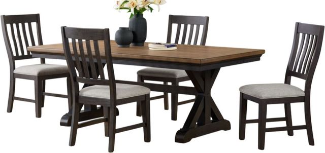 Elements International Montrose 5-Piece Brown Dining Set with Espresso Base-0
