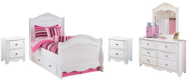 Signature Design by Ashley® Exquisite 5-Piece White Twin Youth Storage Panel Bed Set-0