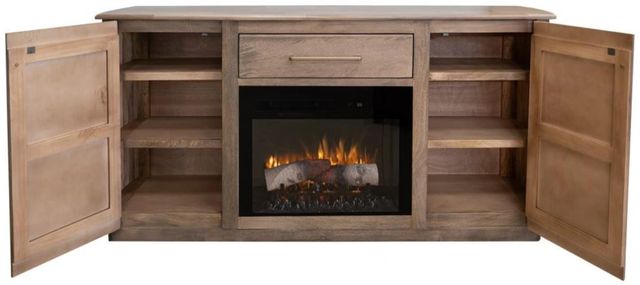 International Furniture Direct Mezquite Brown Fireplace TV Stand-3