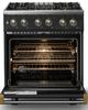 Viking® 5 Series 30" Antique Bronze Pro Style Dual Fuel (LP) Range with Brushed Brass Trim-1