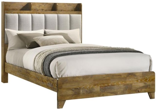 Coaster® Henderson Light Gray/Medium Oak Eastern King Panel Bookcase Bed-1