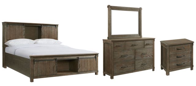 Elements International Scott 4-Piece Walnut Queen Platform Bedroom Set-0
