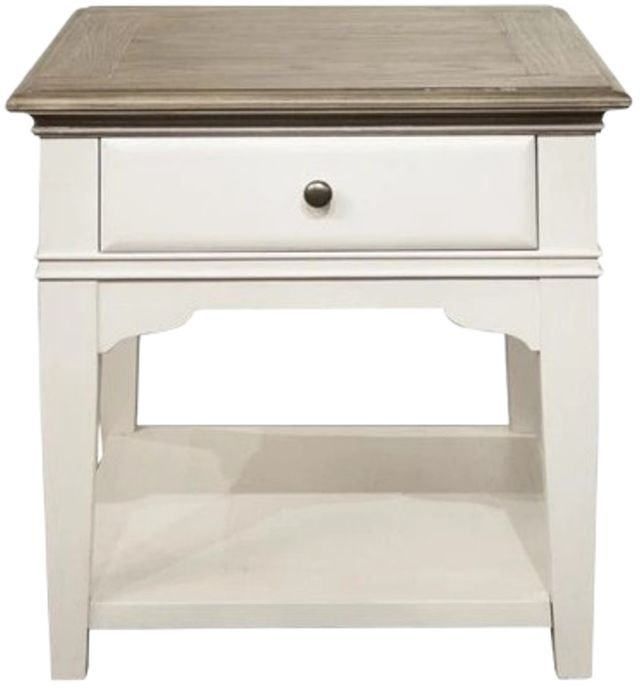 Riverside Furniture Myra Natural End Table with Paperwhite Base-2