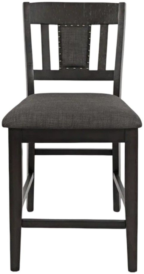 Jofran Inc. American Rustics Black/Brown Upholstered Slatback Counter Stool-2