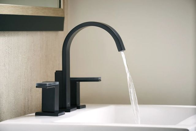 Brizo Siderna® Matte Black Widespread Lavatory and Bidet Solar Gray Glass Lever Handle Kit-3