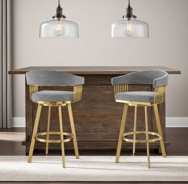 Armen Living Chelsea Anchor Gray/Gold Bar Stool-1