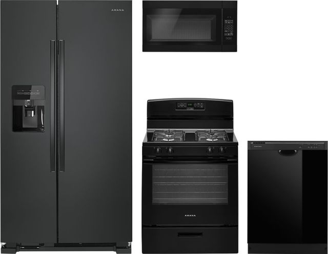 Amana® 4 Piece Black Kitchen Package -0