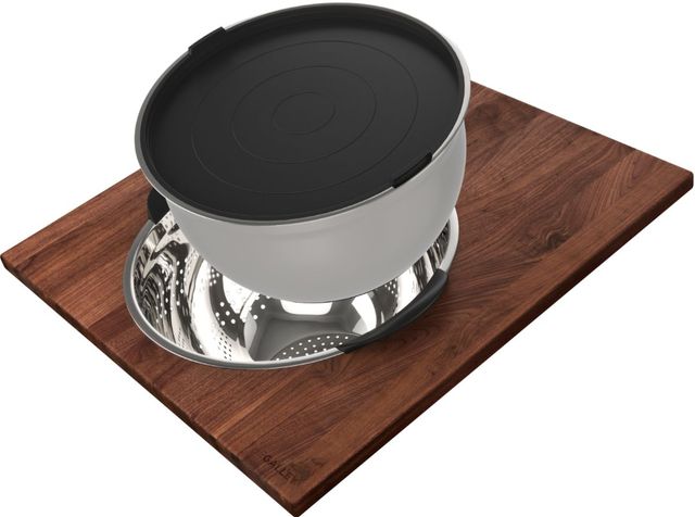 The Galley® American Black Walnut Dual Tier Bowl & Colander-0
