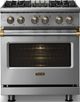 Viking® 5 Series 30" Stainless Steel Pro Style Dual Fuel (NG) Range with Brushed Brass Trim-2