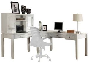 Parker House® Boca 4-Piece Cottage White L-Shaped Office Desk with Hutch Set 