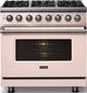 Viking® 5 Series 36" Blush Pro Style Dual Fuel (LP) Range with Polished Chrome Trim-2