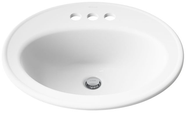 Kohler Pennington® White 20.25" Oval Drop-In Bathroom Sink-4