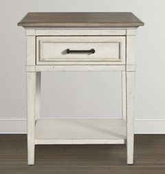 Bassett® Furniture Bella Aged Whitestone Wood Top Bedside Table