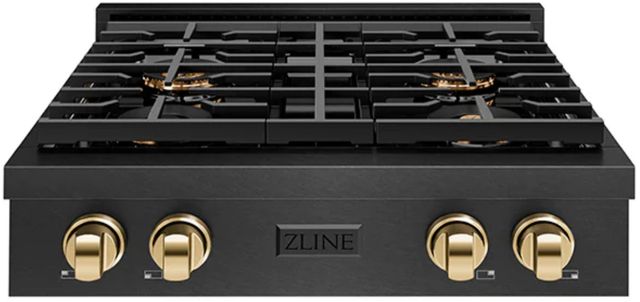 ZLINE Autograph Edition Paramount 30" Black Satin Stainless Steel and Polished Gold Accents Gas Rangetop with 4 Burner DuoPro™ Cooktop -0