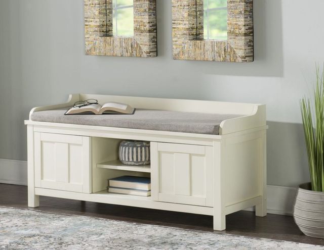 Linon Shirley Antique White Storage Bench-4