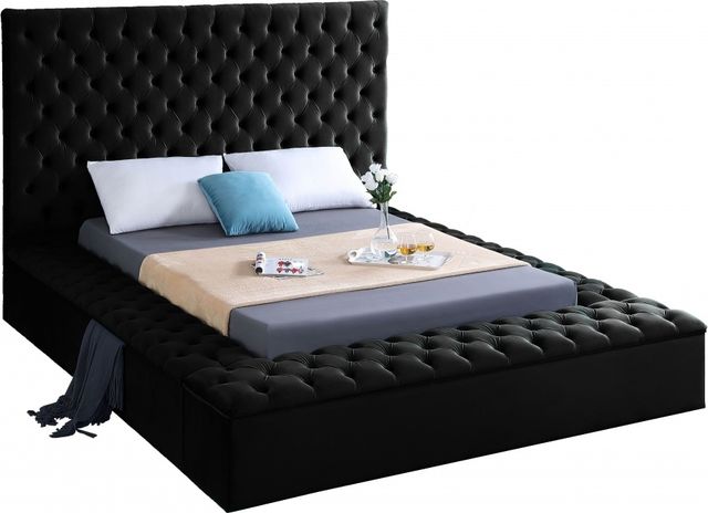 Meridian Furniture Bliss Black Velvet Queen Bed-1