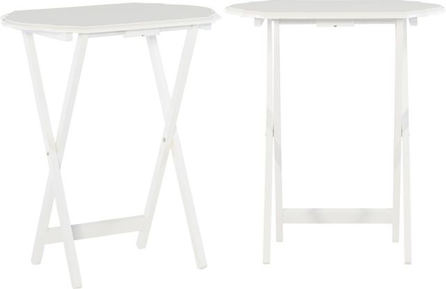 Linon Joelle 2-Piece White Snack Tray Set-0