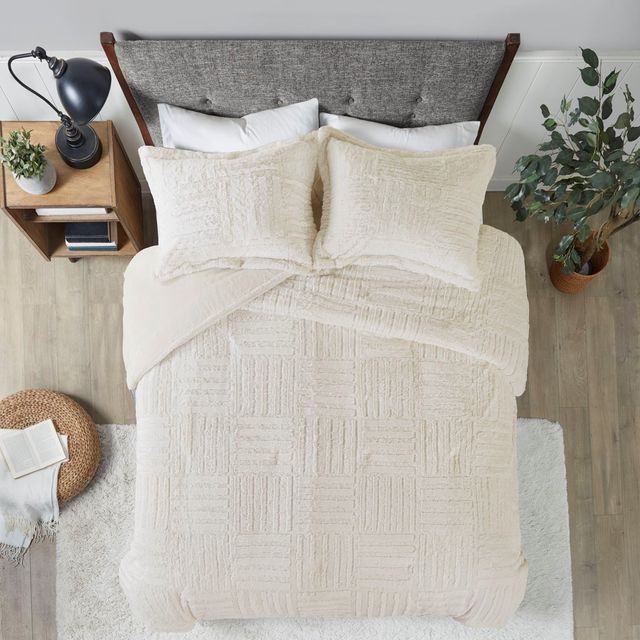 Olliix by Madison Park Arctic Ivory Full/Queen Fur Down Alternative Comforter Mini Set-4